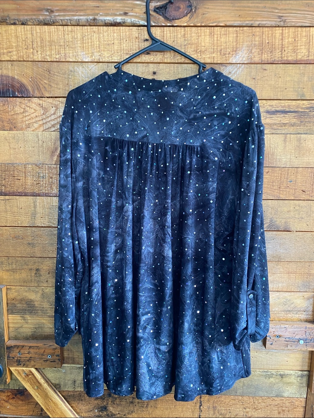 Cocomo Black Long Sleeve V-Neck Blouse with Stud Detail - Picture 2 of 4